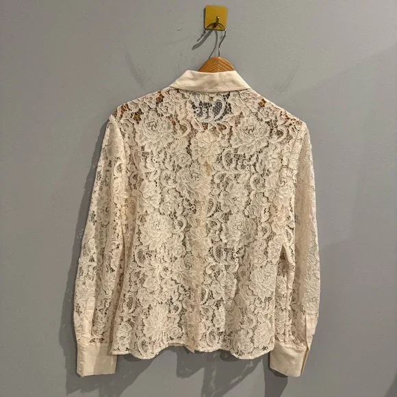NEW L'Agence Maia Lace Button Front Blouse in Vintage White, Size S - Picture 12 of 15
